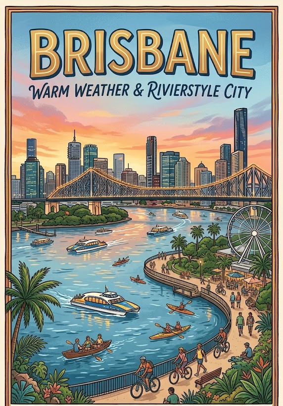 Brisbane – উষ্ণ আবহাওয়া আর নদীর ধারে স্বপ্নময় জীবন
